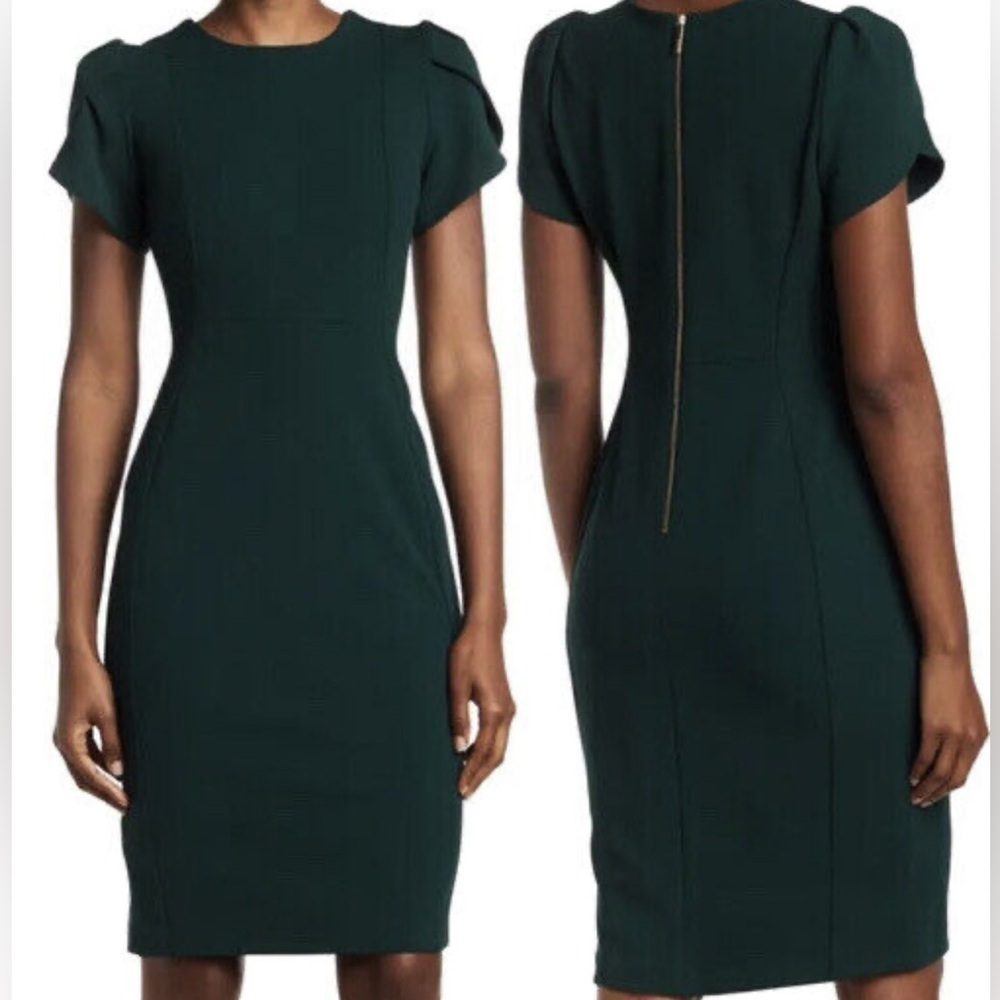 Calvin Klein Green Tulip Sleeve Sheath Dress